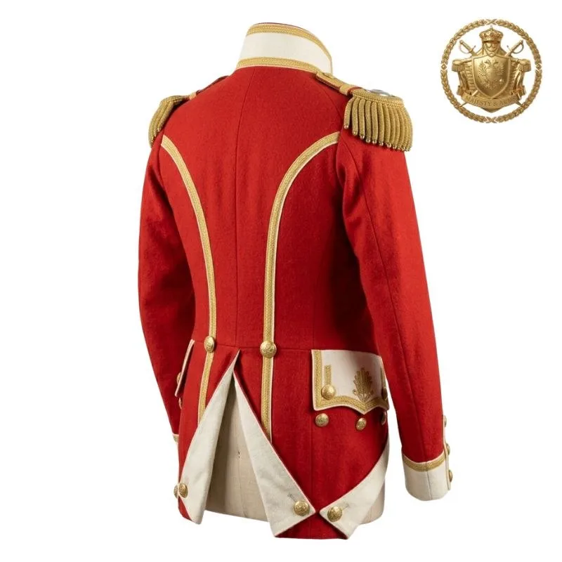 British Napoleonic Redcoat Officer Uniform – Scarlet Wool Coatee with Gold Epaulettes | Builtco Sports