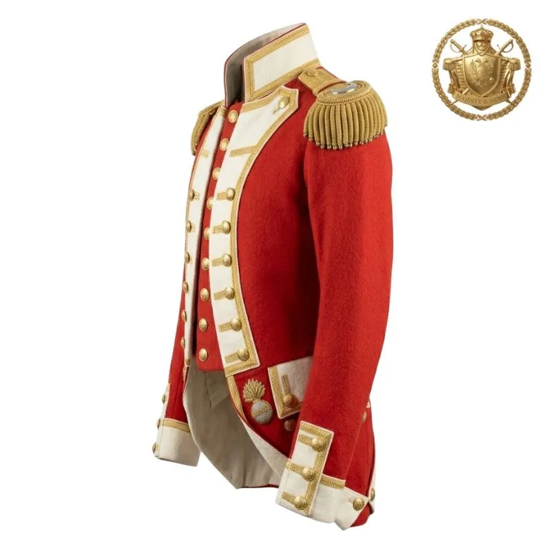 British Napoleonic Redcoat Officer Uniform – Scarlet Wool Coatee with Gold Epaulettes | Builtco Sports