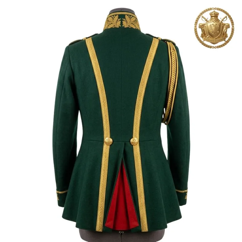 Men's Green & Gold Military Officer Dress Uniform Tunic Jacket