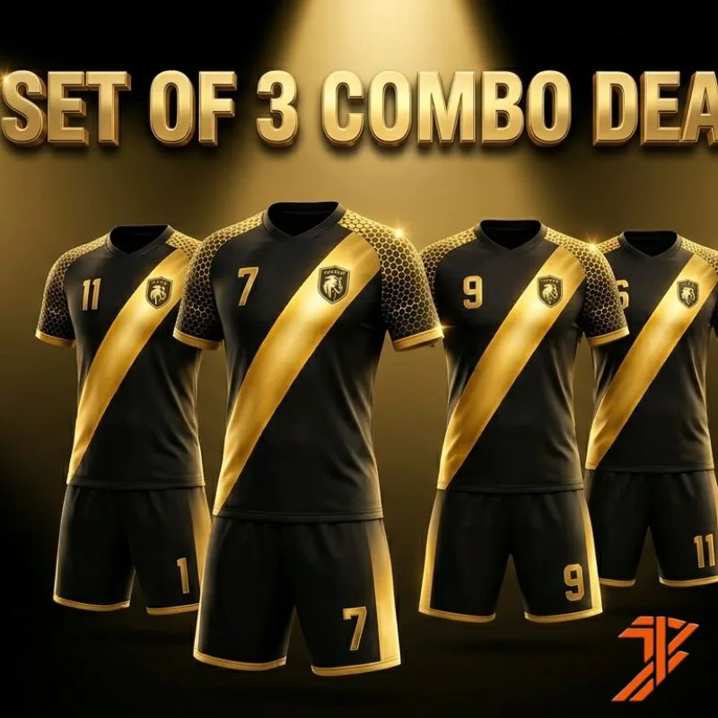 Black & Gold Diagonal Stripe Custom Football Kit with Shorts Set
